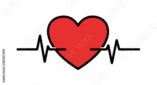 Vibrant Heartbeat Visualization Graphic: Symbol of Life and Vitality, a simple and impactful medical graphic with bold lines and bright color palette