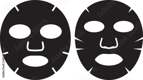 Two black facial sheet masks silhouette
