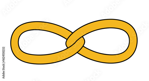 Golden eternity loop conveying concepts of never-ending possibilities and timelessness, symbolising balance and endless journey, drawn on a crisp