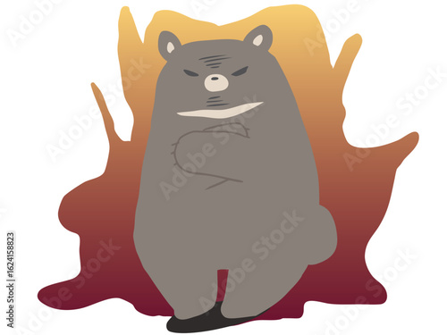 ツキノワグマ 腕を組む 主線なし