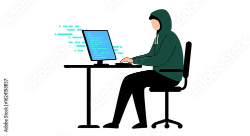 Coding in Seclusion: A Programmer Immersed in Digital Script Development and Anonymous Hacking Within Technological Frontiers