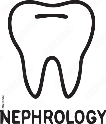 Tooth Icon with Nephrology Text.
