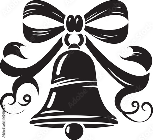 Vector bell and bells with butterfly and floral tattoo design illustration