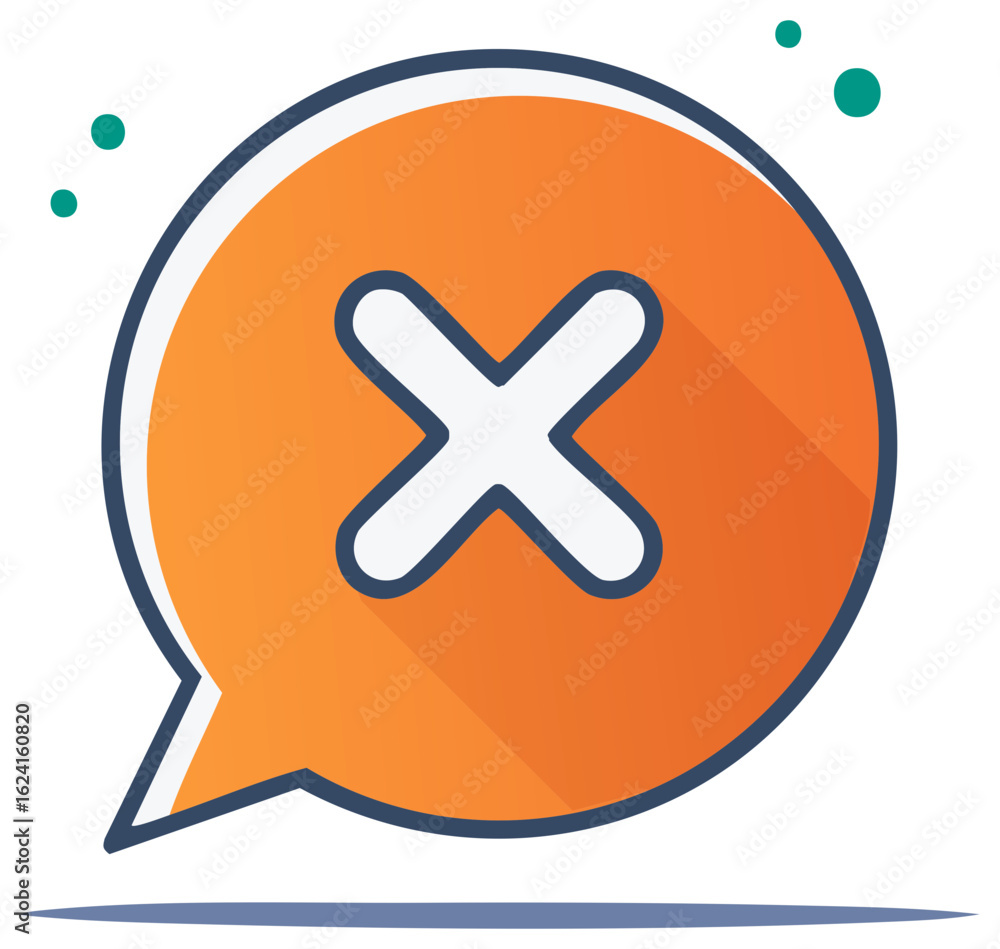Obraz premium Orange Speech Bubble Icon With White Cross Mark Symbolizing Error Or Rejection
