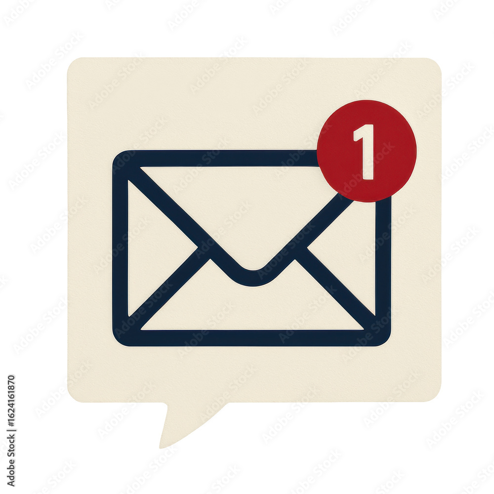 Envelope icon with notification badge inside speech bubble, symbolizing new message or email alert Envelope icon with notification badge inside speech bubble, symbolizing new message or email alert