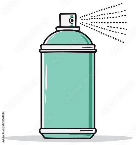 Light blue spray can emitting mist for graphic arts or arts and crafts projects