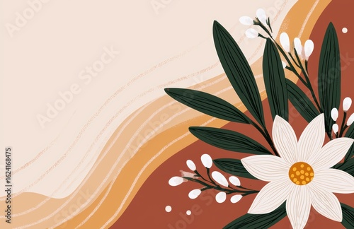 Elegant Floral Design with Leaves and Abstract Background Elements