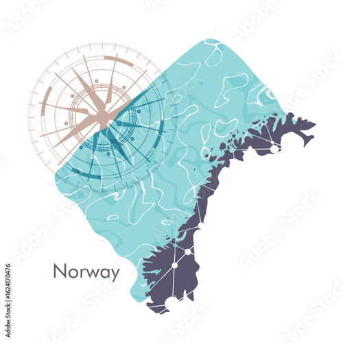 Map of Norway with part of ocean.