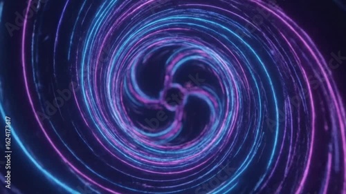 Hypnotic Spiral of Neon Blue and Pink Light  