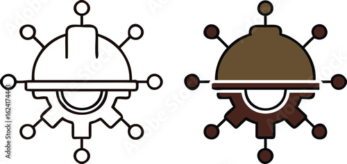 Engineering Icons. Black and White Vector Illustrations. Development of New Technologies and Infrastructure. Inventions, Design, and Creation
