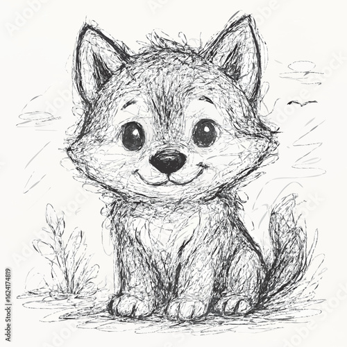 cartoon baby wolf 