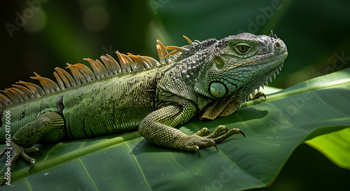 Wallpaper Mural Close-up of iguana on large leaf Torontodigital.ca