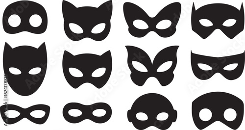Superhero Mask Silhouette Collection for Costume and Roleplay Vector