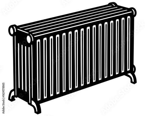 Heating radiator element equipment appliance silhouette vector illustration
