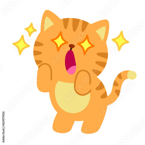 2d Cartoon cat mid-yawn, showing a sleepy or tired expression, ideal for morning, rest, or lazy-day themed illustrations.


