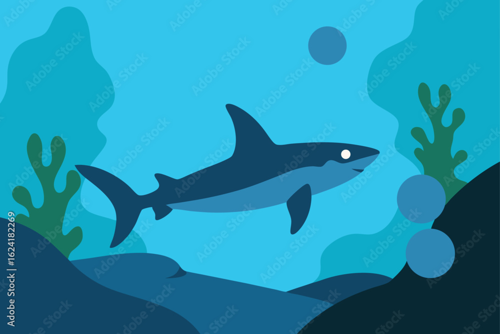 Fototapeta premium reef-shark-swimming-past-coral-caves-- (1).eps