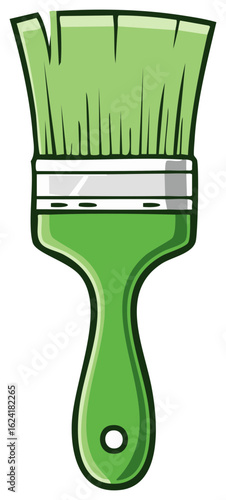 Funny Green Paintbrush Vector Illustration for Art Craft and DIY Projects