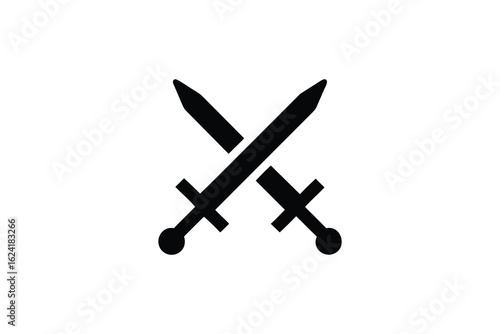 Crossed Swords Icon Silhouette Isolated on White Background