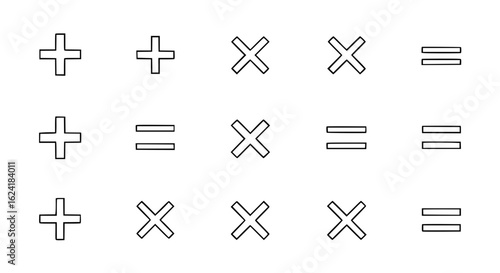 Math symbols plus minus equal for education, design element