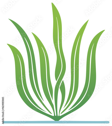 Stylized green seaweed or aquatic plant vector illustration