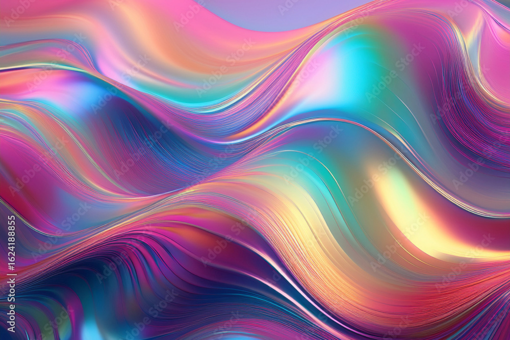 Vibrant holographic abstract background with iridescent liquid metal texture. Futuristic colorful vector art for technology and music festival design Vibrant holographic abstract background with iridescent liquid metal texture. Futuristic colorful vector art for technology and music festival design