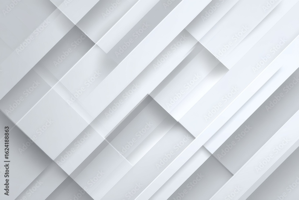 Fototapeta premium Abstract White Background with Angled Geometric Shapes and Subtle Shadows for Modern Design