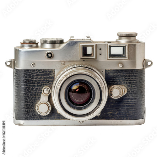 Vintage camera, metallic and textured
