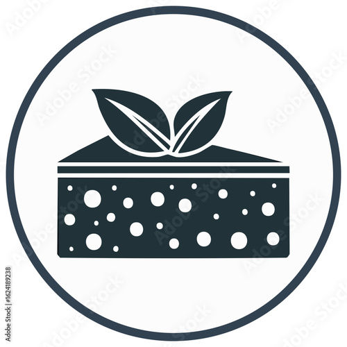 Simple flat icon of a plant sprout growing from a soil cross section for organic gardening and ecology concepts