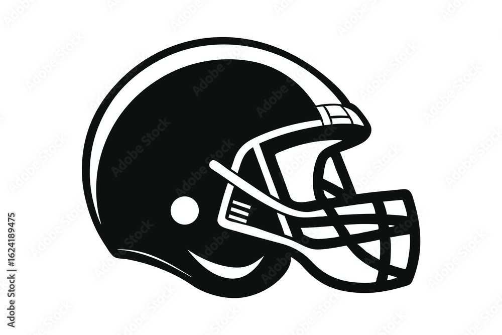 Fototapeta premium American football helmet black silhouette icon on white background