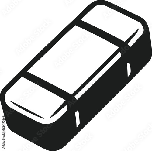 Angled Eraser Silhouette – Simple Vector Graphic for School and Office Stationery Projects