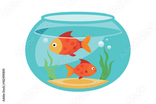 Goldfish in a glass pot vector illustration