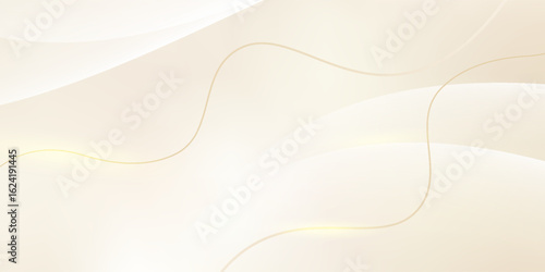 Luxurious gold background with cream and white gradient wavy lines.