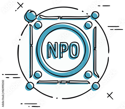Circular NPO Non-Profit Organization symbol icon in modern hand drawn doodle style for charity