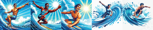 VECTOR IMAGE OF A MAN SURFING ON A WHITE BACKGROUND