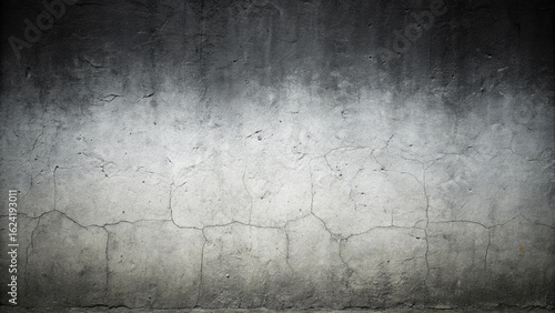 Grungy cracked concrete wall background with atmospheric dark tones and weathered texture