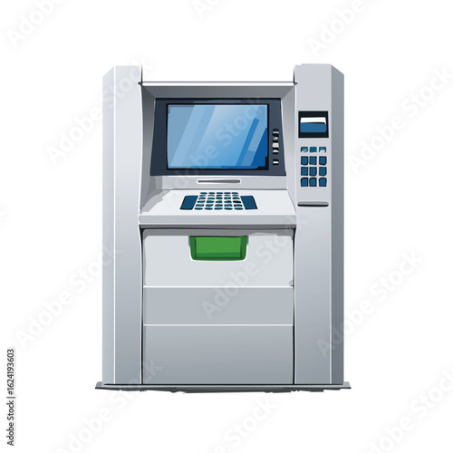 Modern ATM Machine Vector Illustration for Financial Transactions - AI Generated