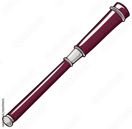 Illustrated Burgundy Spyglass Monocular Telescope for Vision Exploration and Adventure
