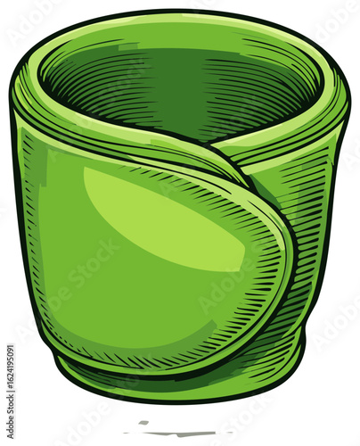 Green reusable silicone collapsible cup with a textured rim and wrap around design