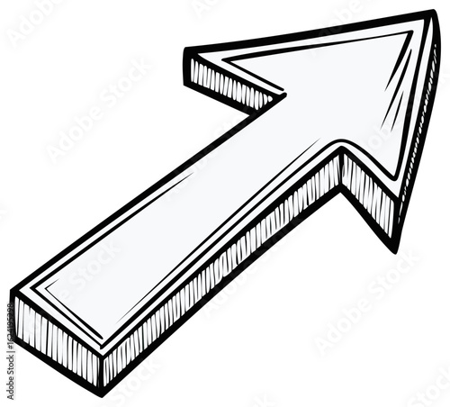 Hand Drawn Upward Trending Arrow With Bold Outline and Hatching