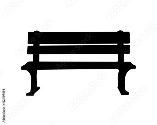 Park bench silhouette vector, rustic bench black silhouette vector
