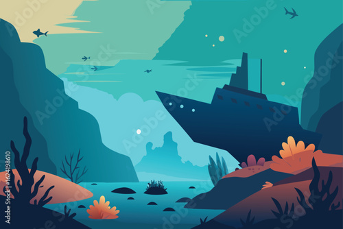 underwater-shipwreck-dive-site-with-coral-growth--.eps