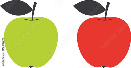 Red green apples duo fresh fruit illustration