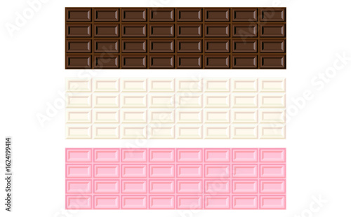 3種類の板チョコのセットイラスト素材