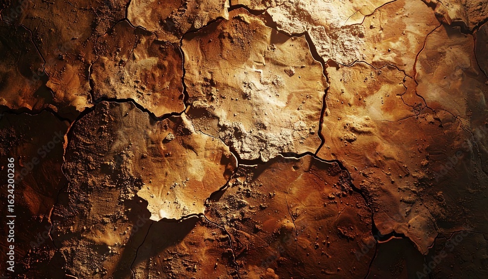Fototapeta premium Arid parched terrain with cracked earth