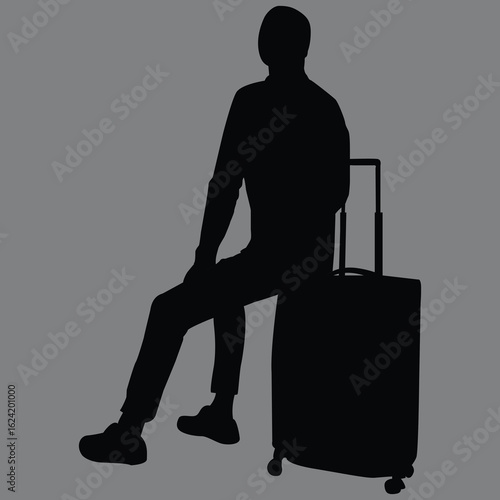 silhouette of businessman with suitcase