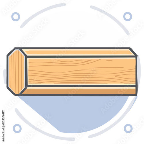 Simple vector icon of a cut wooden log or construction beam with grain texture