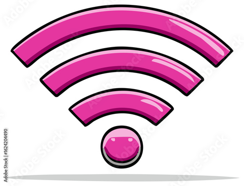 Pink wireless signal symbol design isolated on white background