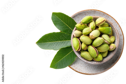 Wallpaper Mural Pistachios in a small bowl with leaves Torontodigital.ca