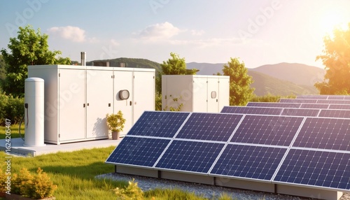 solar power plant with an integrated Battery Energy Storage System (BESS) 