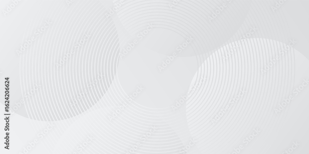 Fototapeta premium White geometric abstract background overlap layer on bright space with lines effect decoration. Modern graphic design element circles style concept for banner,wabsite eps10